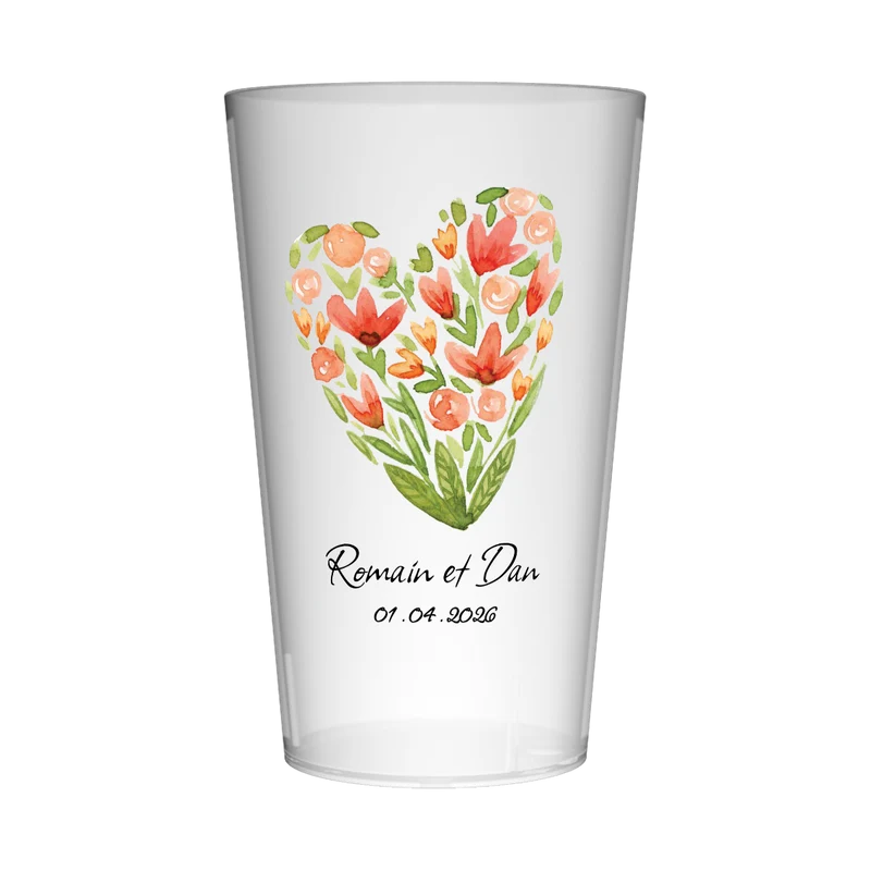 Gobelet personnalisé Mariage Cœur Champêtre