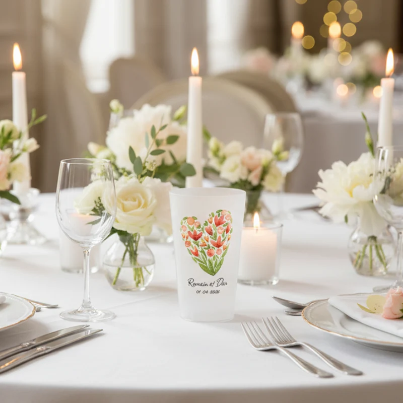 Gobelet personnalisé Mariage Cœur Champêtre
