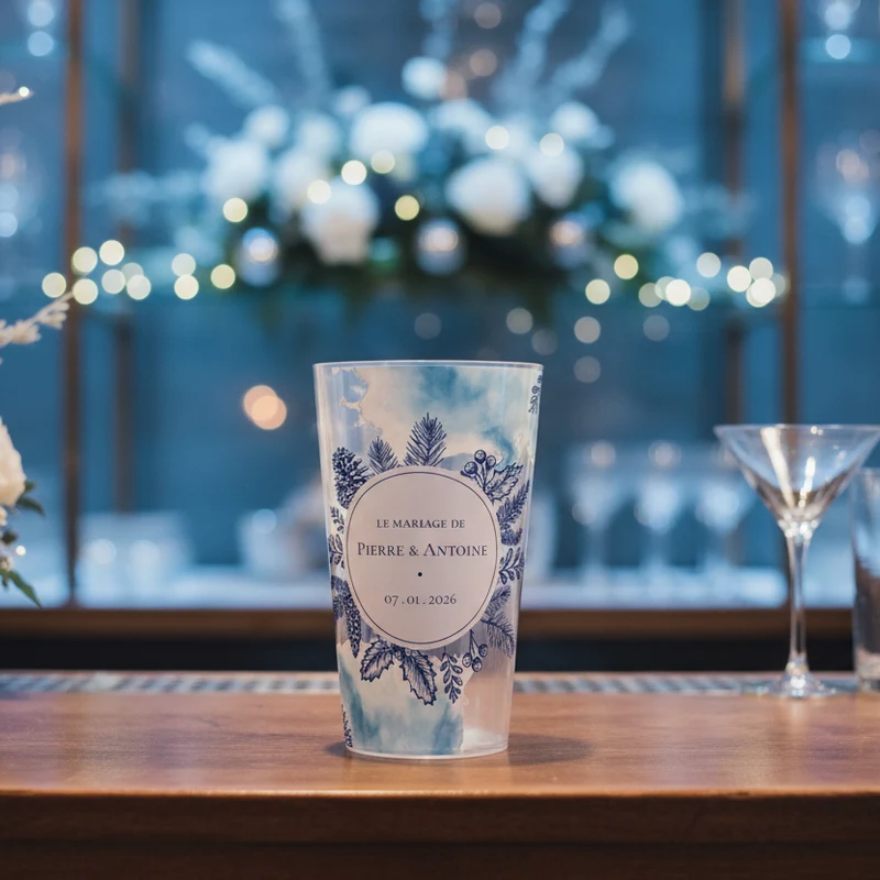 Gobelet personnalisé Mariage Bleu