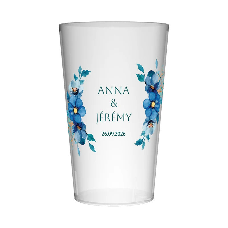 Gobelet personnalisé Mariage Plantes Bleues
