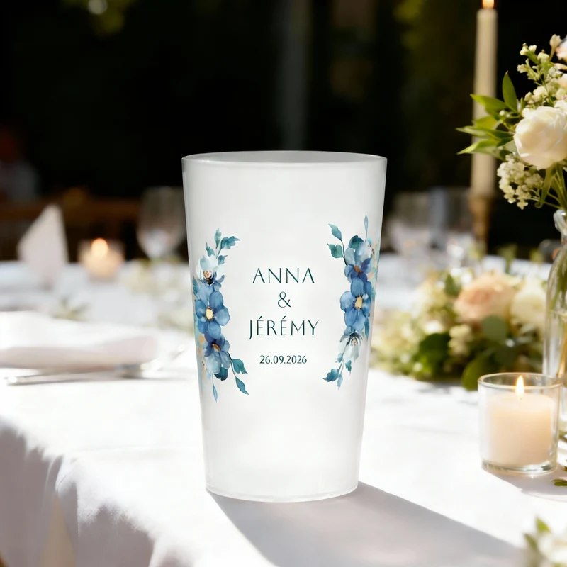 Gobelet personnalisé Mariage Plantes Bleues