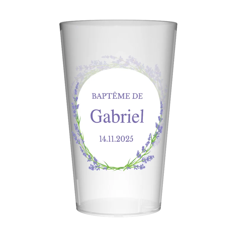 Gobelet personnalisé Baptême Lavande