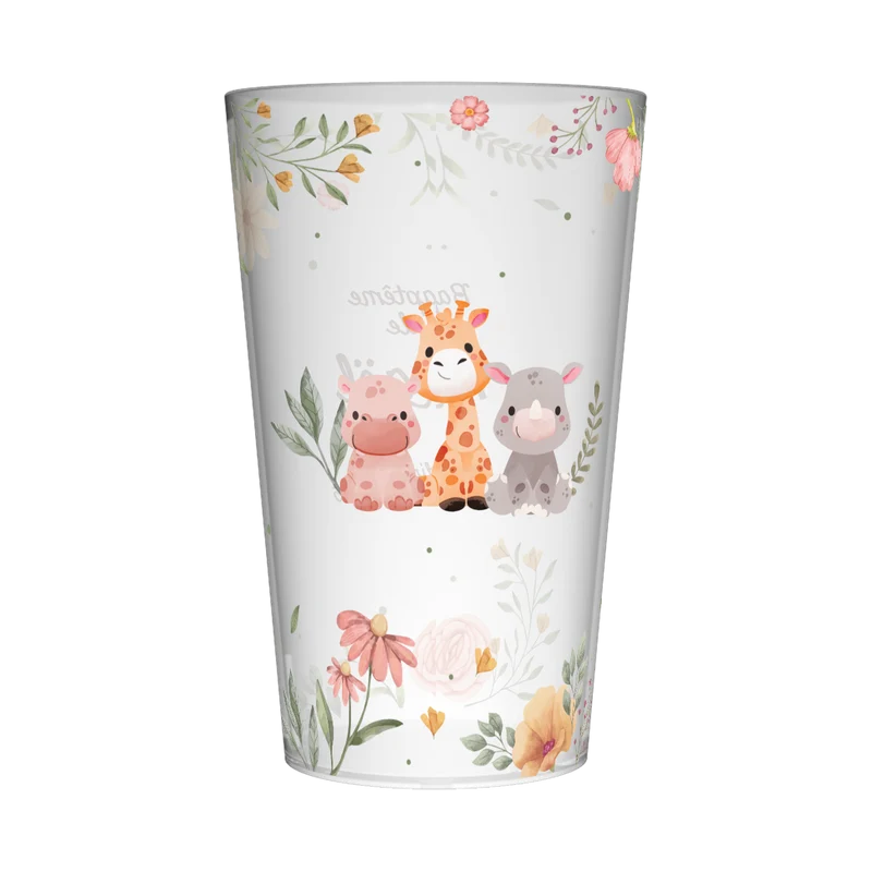 Gobelet personnalisé Baptême Animaux & Fleurs