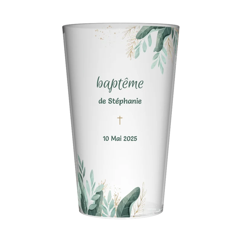 Gobelet personnalisé Baptême Aquarelle & Fleurs
