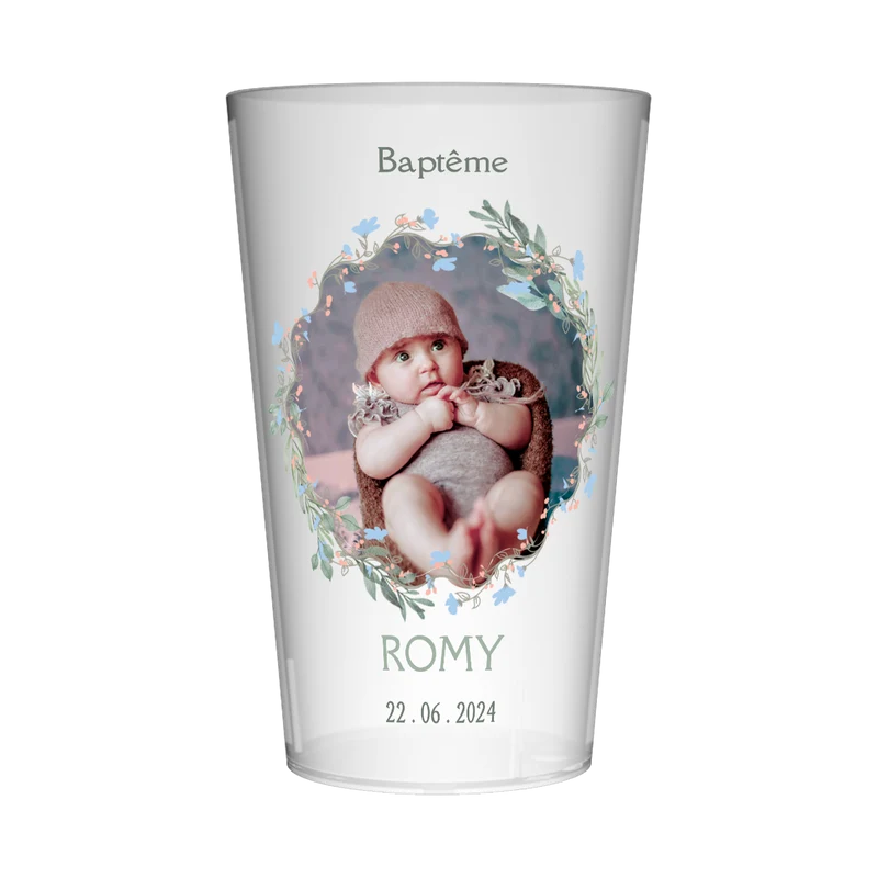 Gobelet personnalisé Baptême Couronne Verte