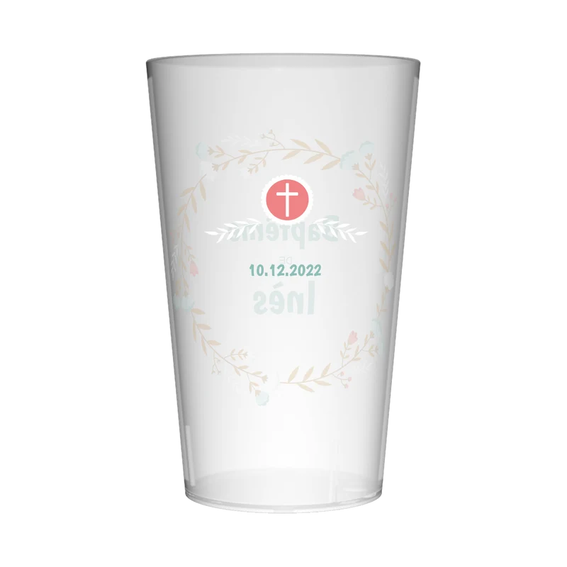 Gobelet personnalisé Baptême Couronne Feuillage