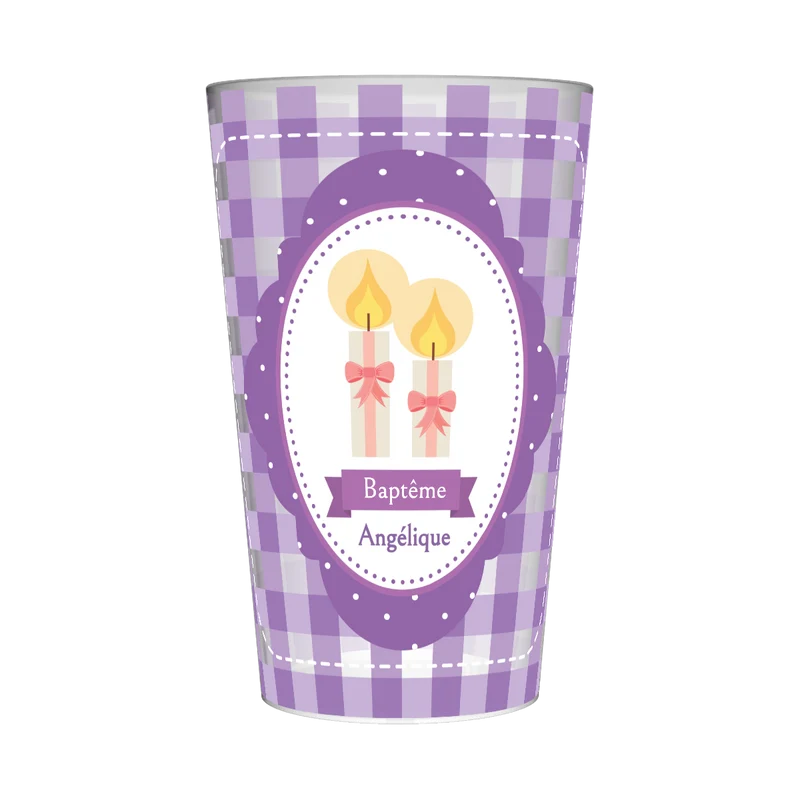 Gobelet personnalisé Baptême Vichy