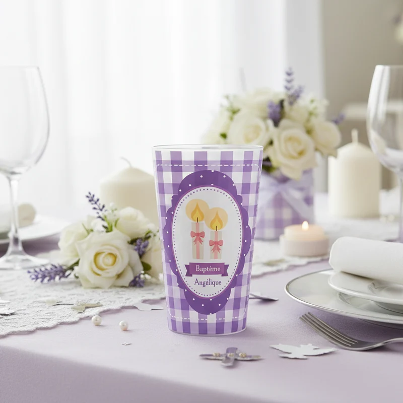 Gobelet personnalisé Baptême Vichy