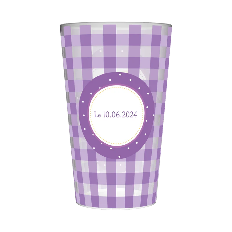 Gobelet personnalisé Baptême Vichy