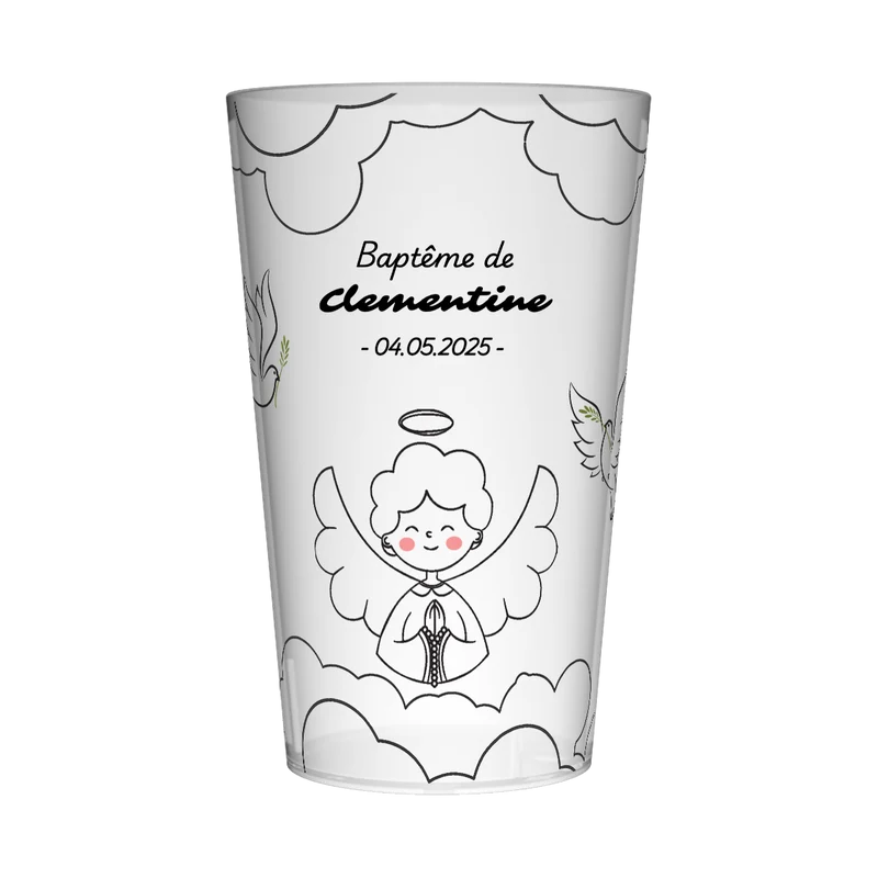 Gobelet personnalisé Baptême Ange & Colombe