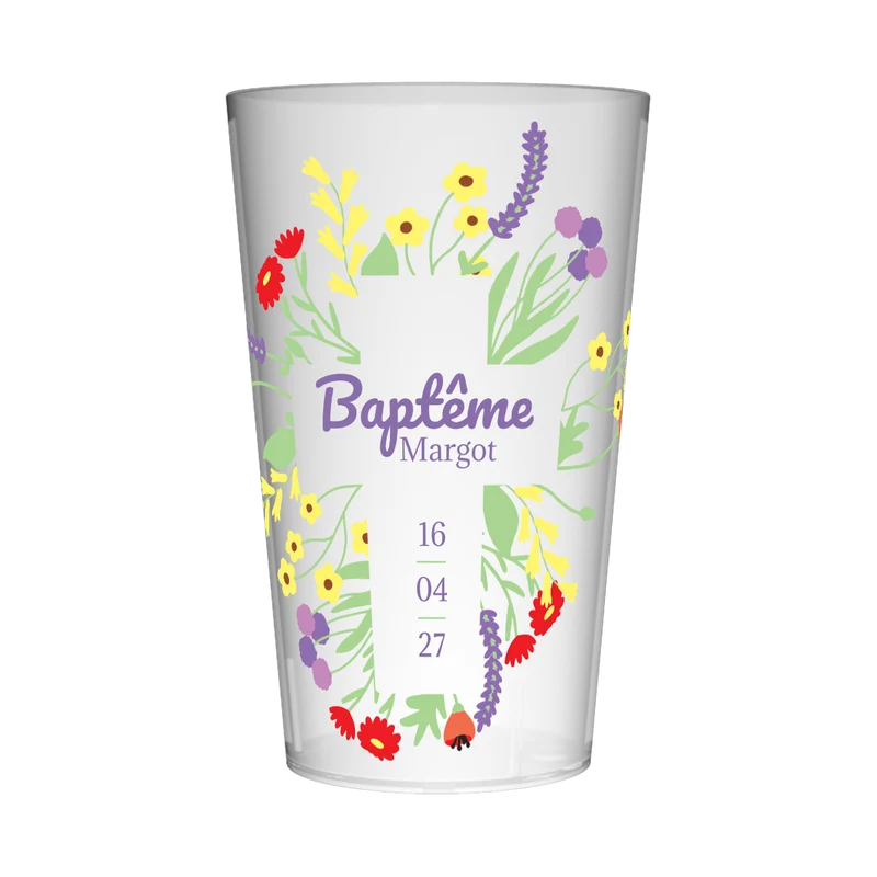 Gobelet personnalisé Baptême Bouquet de fleurs