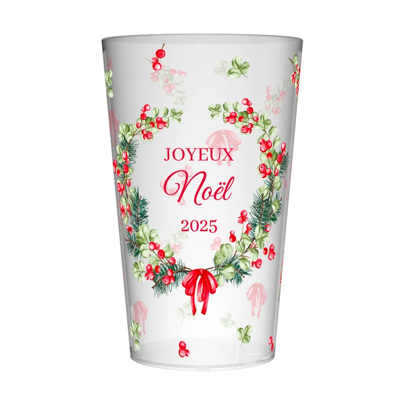 Gobelet personnalisé Noël Décoration & Houx