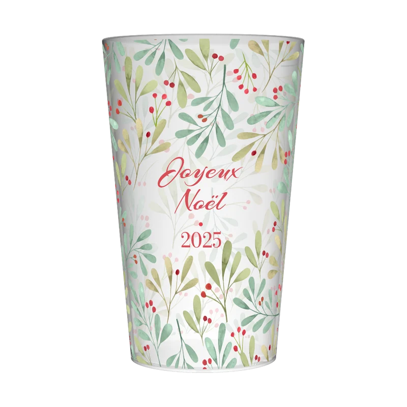 Gobelet personnalisé Noël Branche Houx