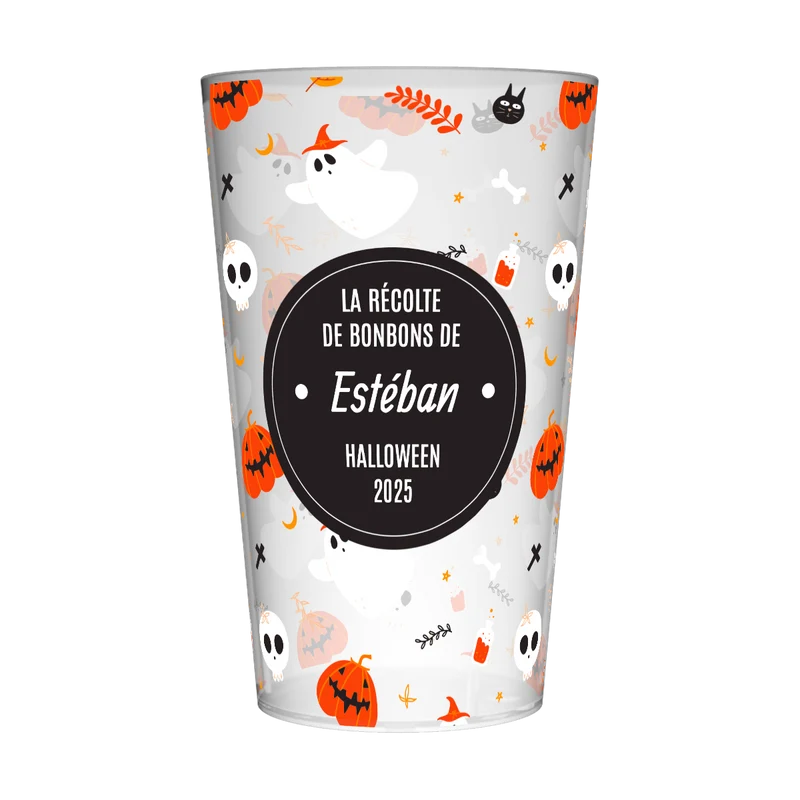 Gobelet personnalisé Halloween Fantôme & Citrouille