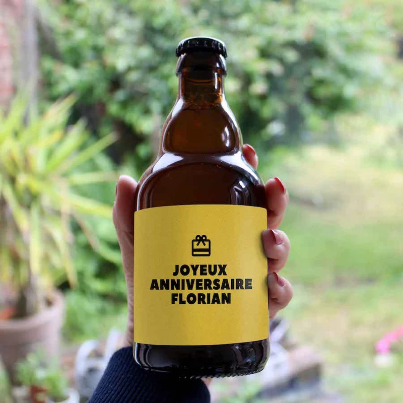 Bière joyeux anniversaire jaune