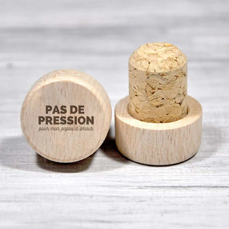 Bouchon personnalisé en liège et bois - Pas de pression