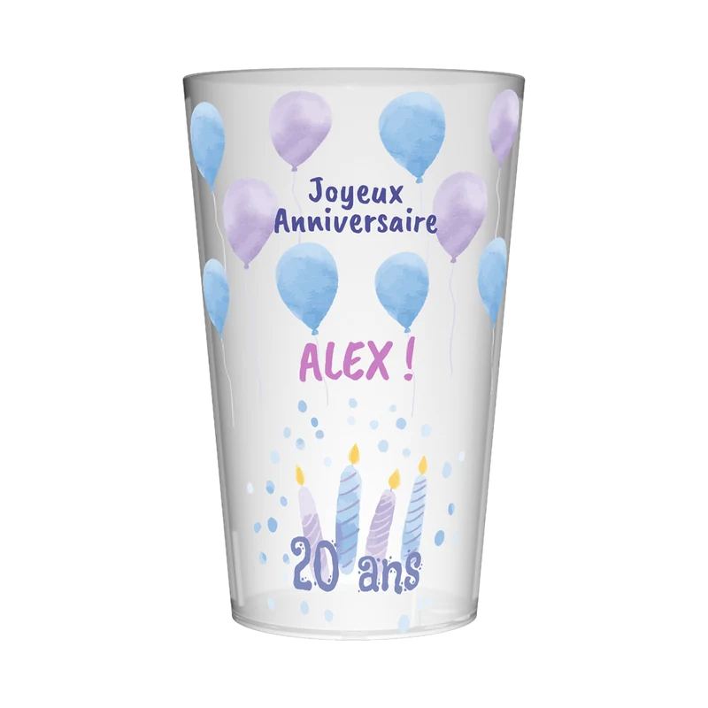 Gobelet personnalisé Anniversaire Ballons & Bougies