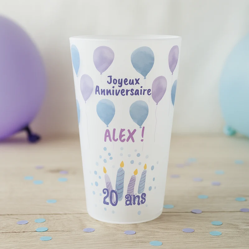 Gobelet personnalisé Anniversaire Ballons & Bougies