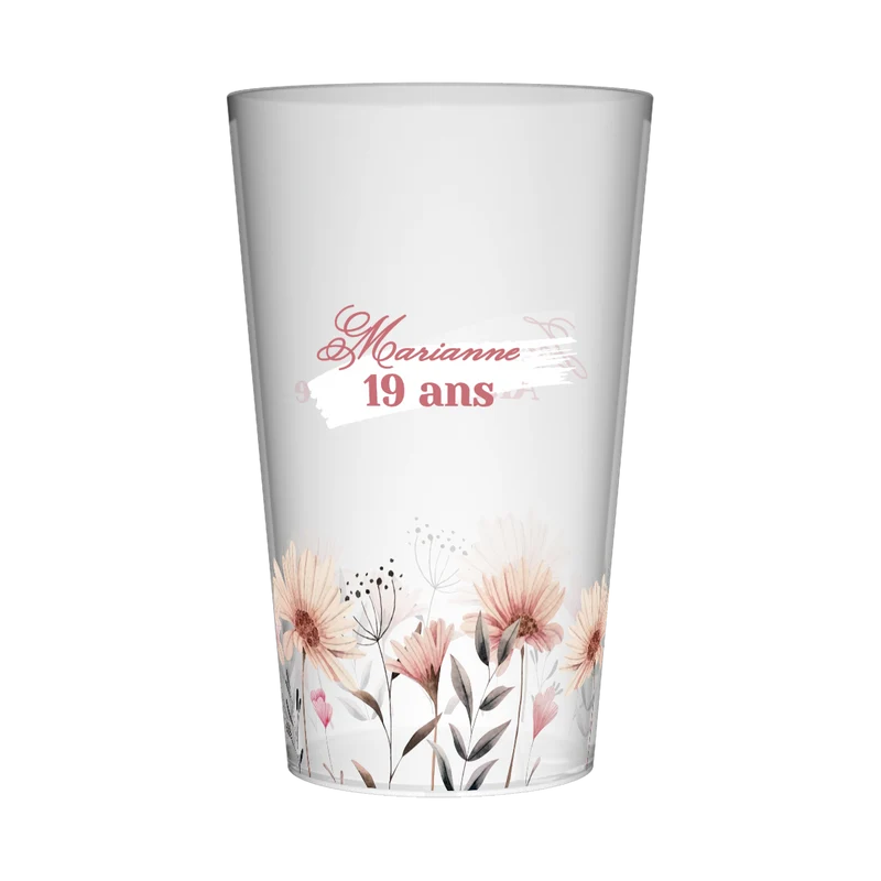 Gobelet personnalisé Anniversaire Champ de fleurs