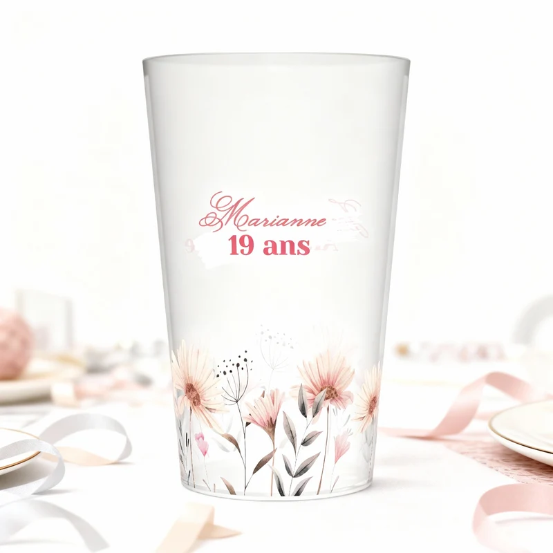 Gobelet personnalisé Anniversaire Champ de fleurs