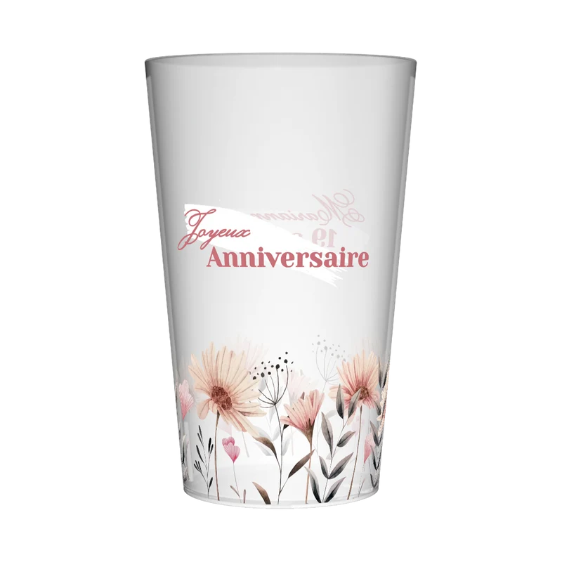 Gobelet personnalisé Anniversaire Champ de fleurs