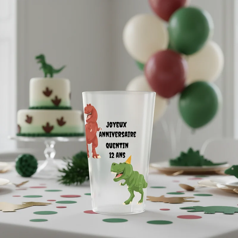 Gobelet personnalisé Anniversaire Dinosaures