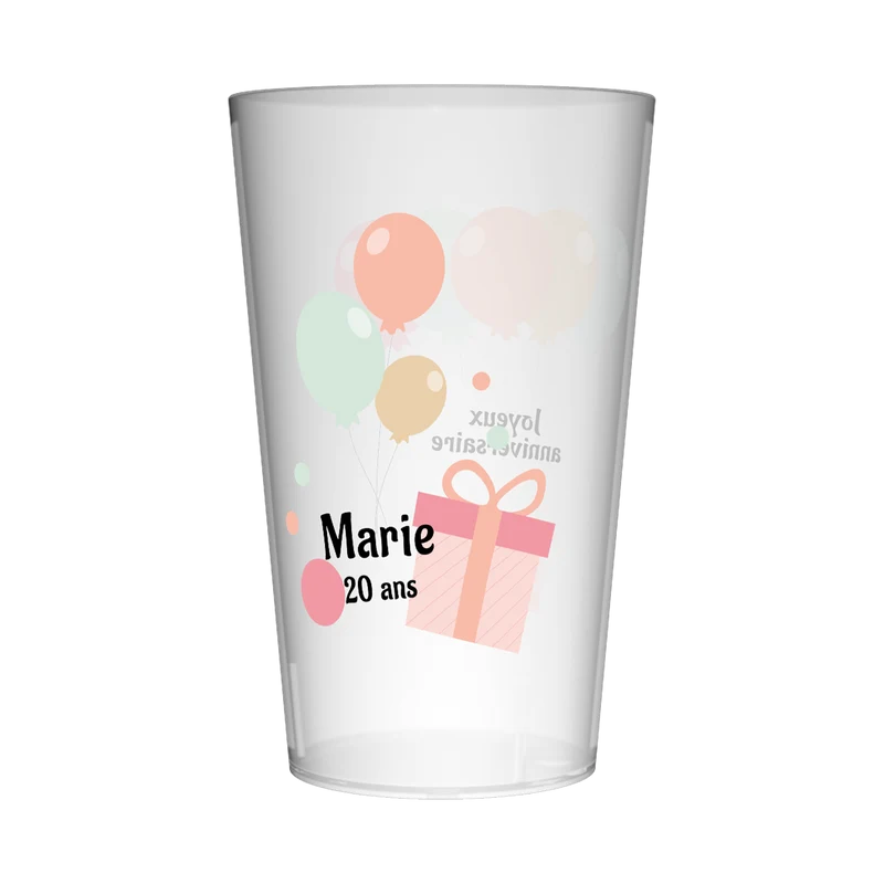 Gobelet personnalisé Anniversaire Ballons Pastel