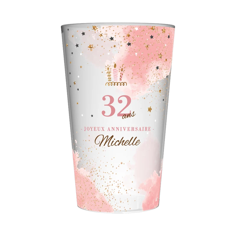 Gobelet personnalisé Anniversaire Rose & Doré