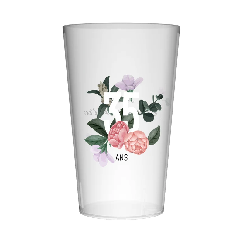Gobelet personnalisé Anniversaire Chiffre & Fleurs