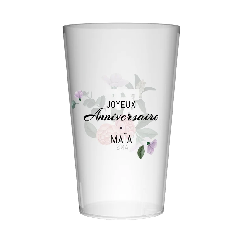 Gobelet personnalisé Anniversaire Chiffre & Fleurs