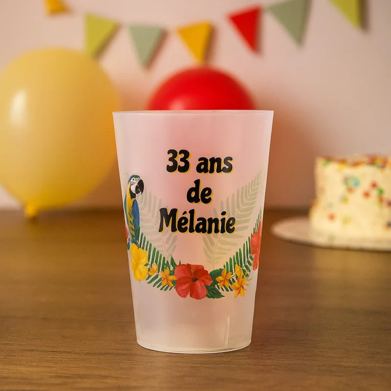 Gobelet personnalisé Anniversaire Exotique