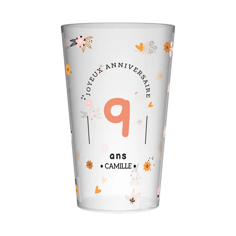 Gobelet personnalisé Anniversaire Mignon Fleurs