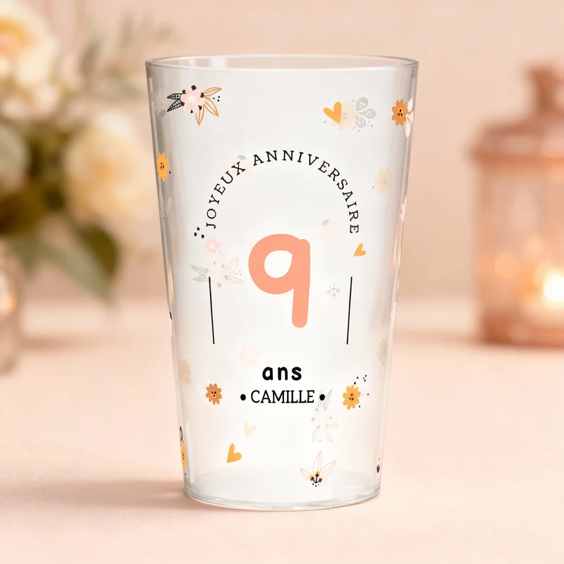 Gobelet personnalisé Anniversaire Mignon Fleurs