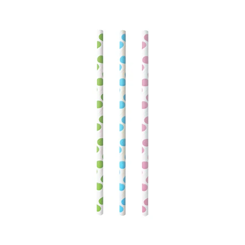 Pailles en papier Ø 6 mm · 20 cm couleurs assorties "Dots" (500 unités)