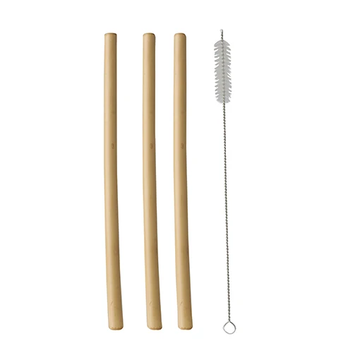 Pailles en bambou "pure" 23 cm brosse de nettoyage incluse (120 unités)