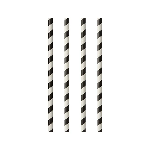 Pailles en papier Ø 6 mm · 24 cm noir/blanc "Stripes" (1000 unités)