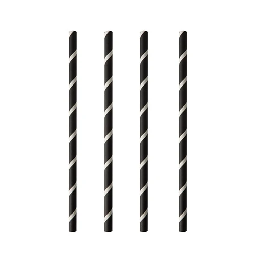 Pailles pour shakes, papier Ø 8 mm · 20 cm noir/blanc "Stripes" (800 unités)
