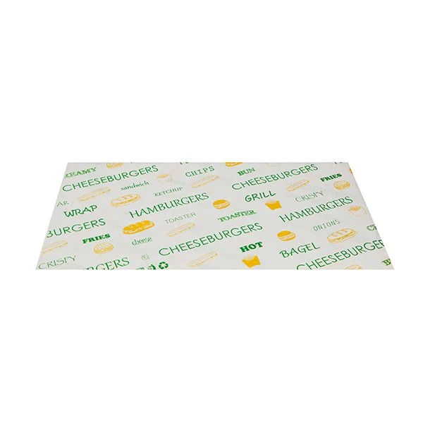 Papiers plastifié pour emballage snack jaune et vert 33 x 40 cm (1000 unités)