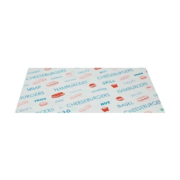 Papiers plastifié pour emballage snack bleu et rouge 33 x 40 cm (1000 unités)