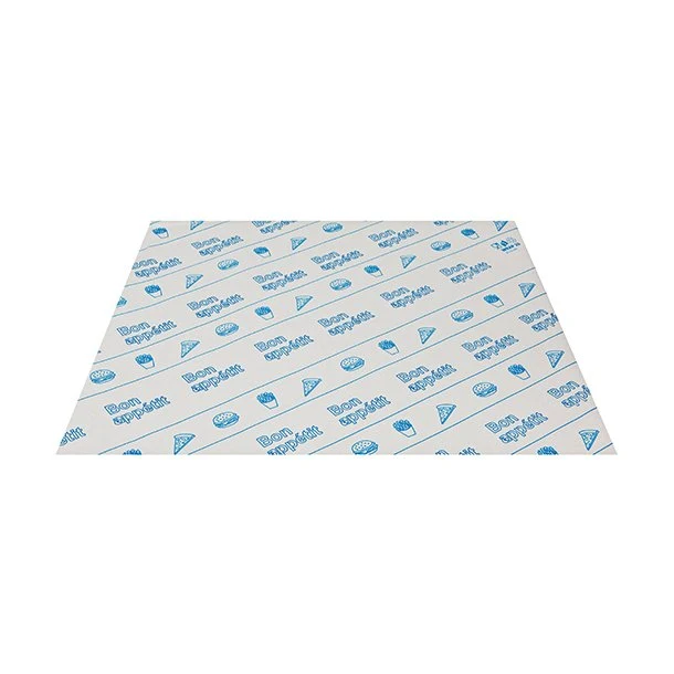 Papiers plastifié pour emballage snack blanc et bleu 25 x 32 cm (1000 unités)