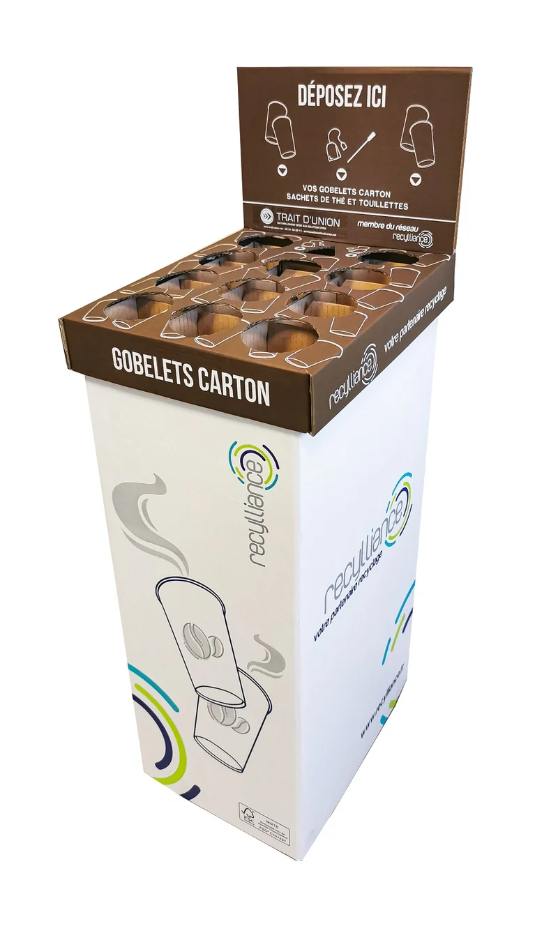 Borne de recyclage gobelets carton / Départements Savoie et Haute-Savoie et ville de Grenoble
