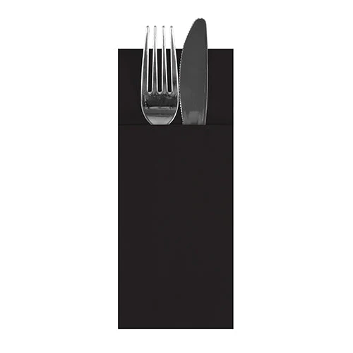 Pochettes à couverts. airlaid pliage 1/8 40 cm x 33 cm noir (480 unités)