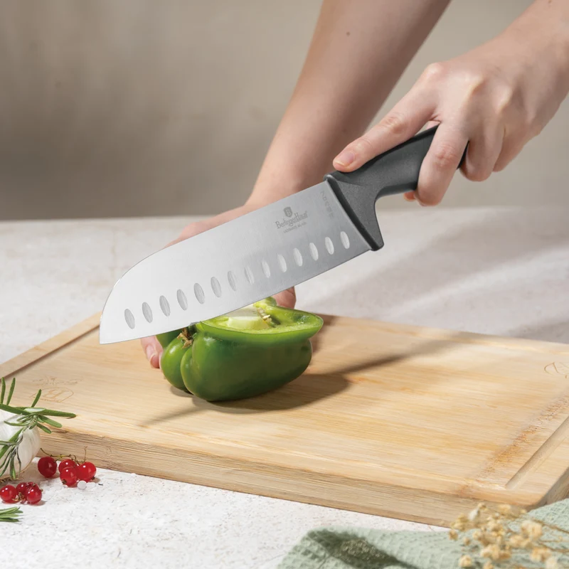 Ensemble de couteaux BerlingerHaus mat anthracite 6 pièces - Couteau de chef, Couteau à pain, Couteau Santoku, Couteau d'office, Éplucheur & Mini Santoku