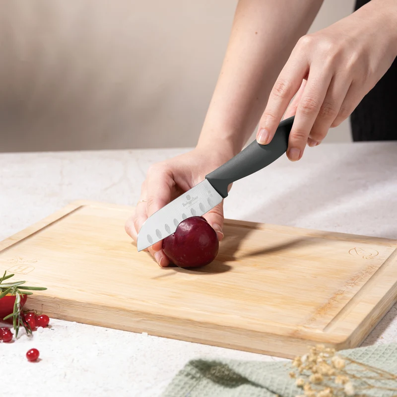 Ensemble de couteaux BerlingerHaus mat anthracite 6 pièces - Couteau de chef, Couteau à pain, Couteau Santoku, Couteau d'office, Éplucheur & Mini Santoku