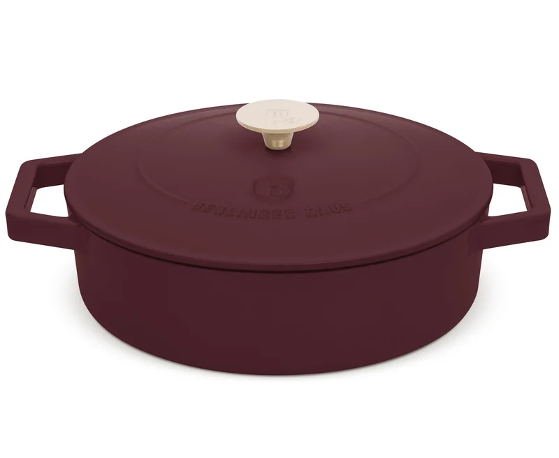 Sauteuse en fonte BerlingerHaus Bordeaux Mat ø 26 cm - adapté à toutes les sources de chaleur - revêtement antiadhésif émaillé