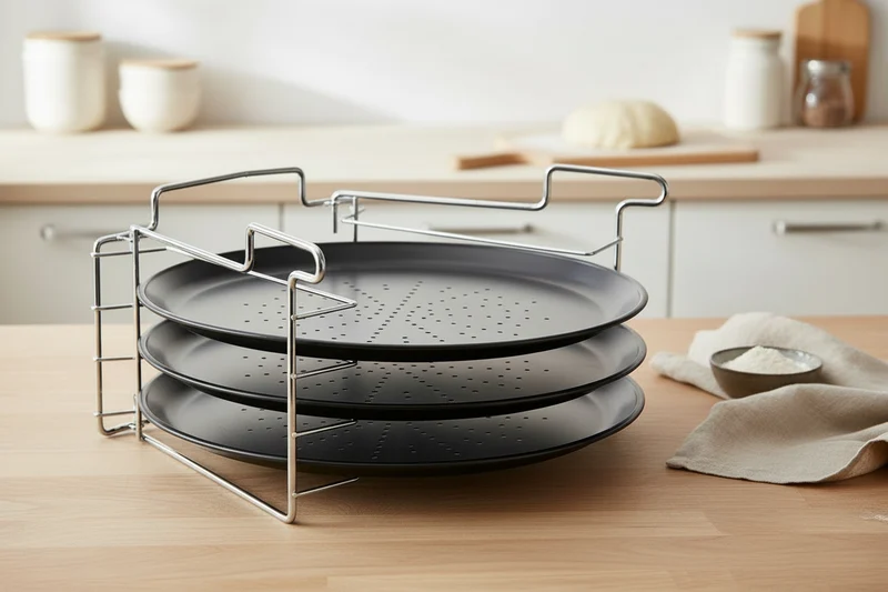 Ensemble de plaques à pizza Cookinglife - en métal - Ø 32 cm - 4 pièces