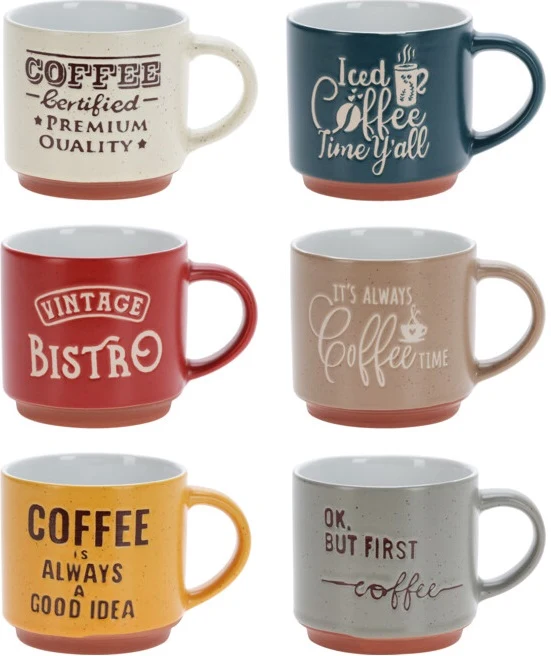 Set de tasses à café Cookinglife - Cappuccino - Koffietijd - 260 ml - 6 pièces