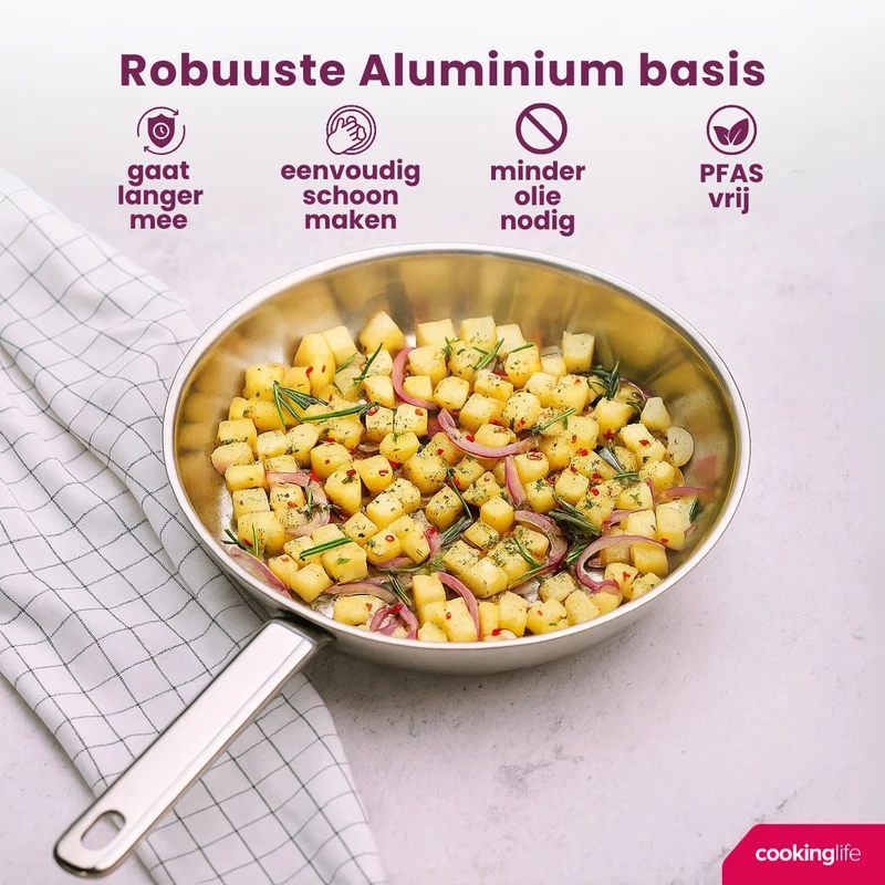 Poêle en inox Cookinglife - Poêle à frire - Superior - Ø 24 cm - 1 pièce