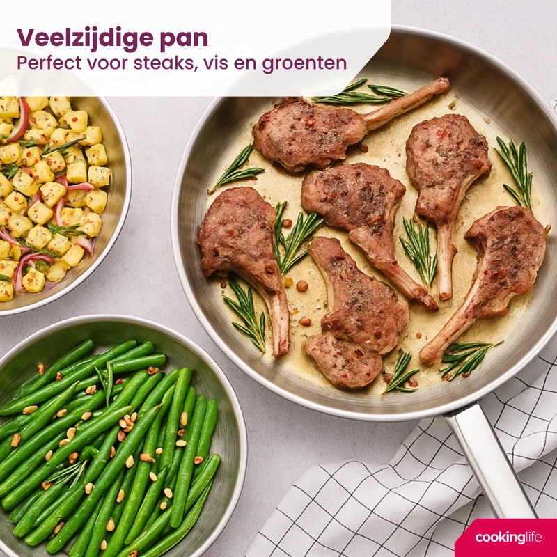Poêle en inox Cookinglife - Poêle à frire - Superior - Ø 24 cm - 1 pièce
