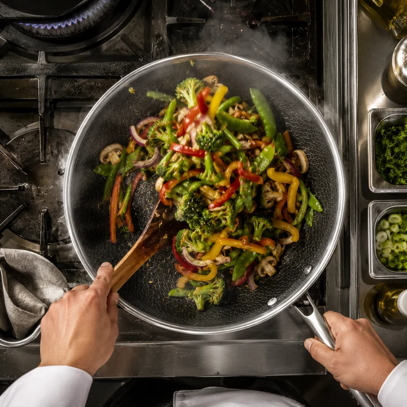 Batterie de cuisine Cookinglife HexaCook Hybride 3 pièces - poêle ø 24 & 28 cm + Wok ø 28 cm - ANTI-ADHÉSIF - compatible avec toutes les sources de chaleur - revêtement antiadhésif en céramique